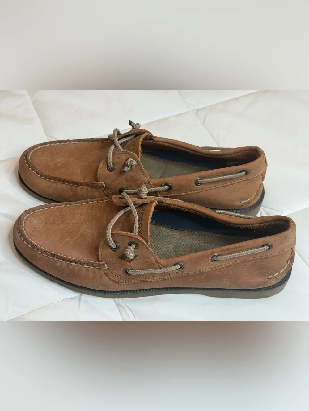 Sperry Mens Boat Shoes 9.5 Brown Leather Top Sider 2-Eye Deck Loafers 0777894
